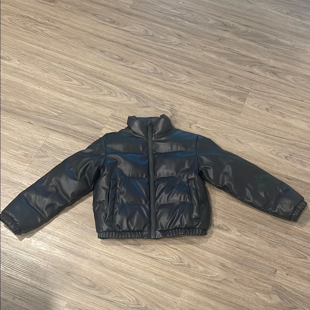 Art Class Black Puffer Jacket with High Collar and Quilted Design